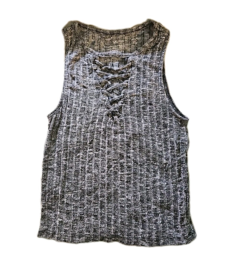 American Eagle AEO First Essentials Gray Knit Tan… - image 1