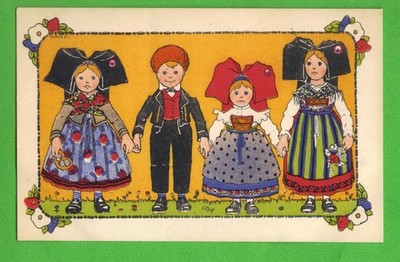 Hansi Alsace Children Traditional Costume French Vintage Postcard