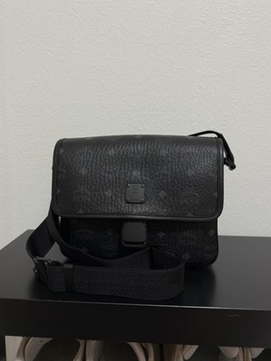 MCM Aren Crossbody Messenger Shoulder Bag Visetos Black Color w Dust Cover 