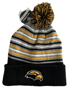 Chapeau bas Iowa Hawkeyes toboggan banie pom pom gland tricoté hiver noir