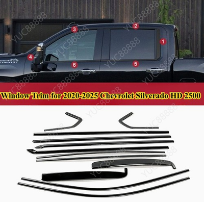 #ad #ad Black Windows Sill Molding Strip Trim For 2020 2026 Chevy Silverado 2500 3500 HD $151.99