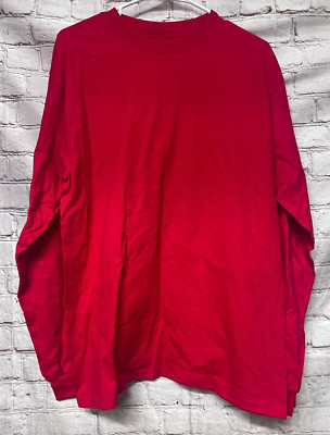 Anvil Pre Shrunk 100% Cotton Red Full Sleeve Tshirt Size L - (New With Tag)