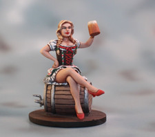   Girl with beer Painted Collection Miniature 3D Figurine 54mm 1/32  