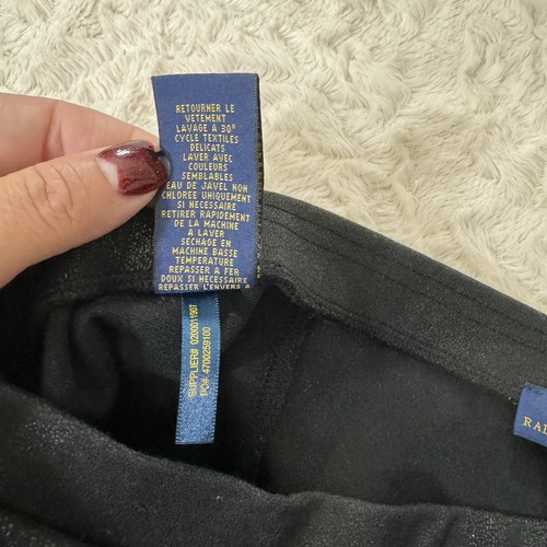 Polo Ralph Lauren pantaloni skinny ecopelle donna medio nero lucido leggings - Foto 5 di 8