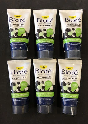 (74,66€/L) Bioré AKTIVKOHLE! Porentiefes Waschgel REISEGRÖSSE 6 x 29ml *neu*
