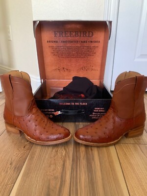 Western Mens Brand New Freebird Genuine Ostrich Boots 12D