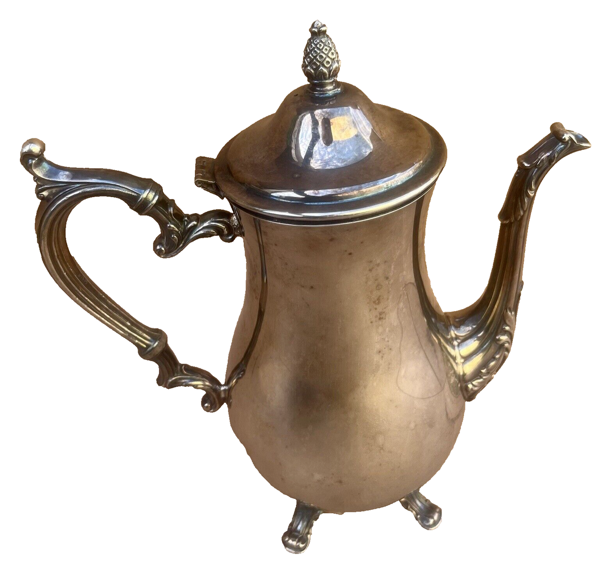WM Rogers 900 Silver Plate Footed Coffee Teapot Hinged Lid