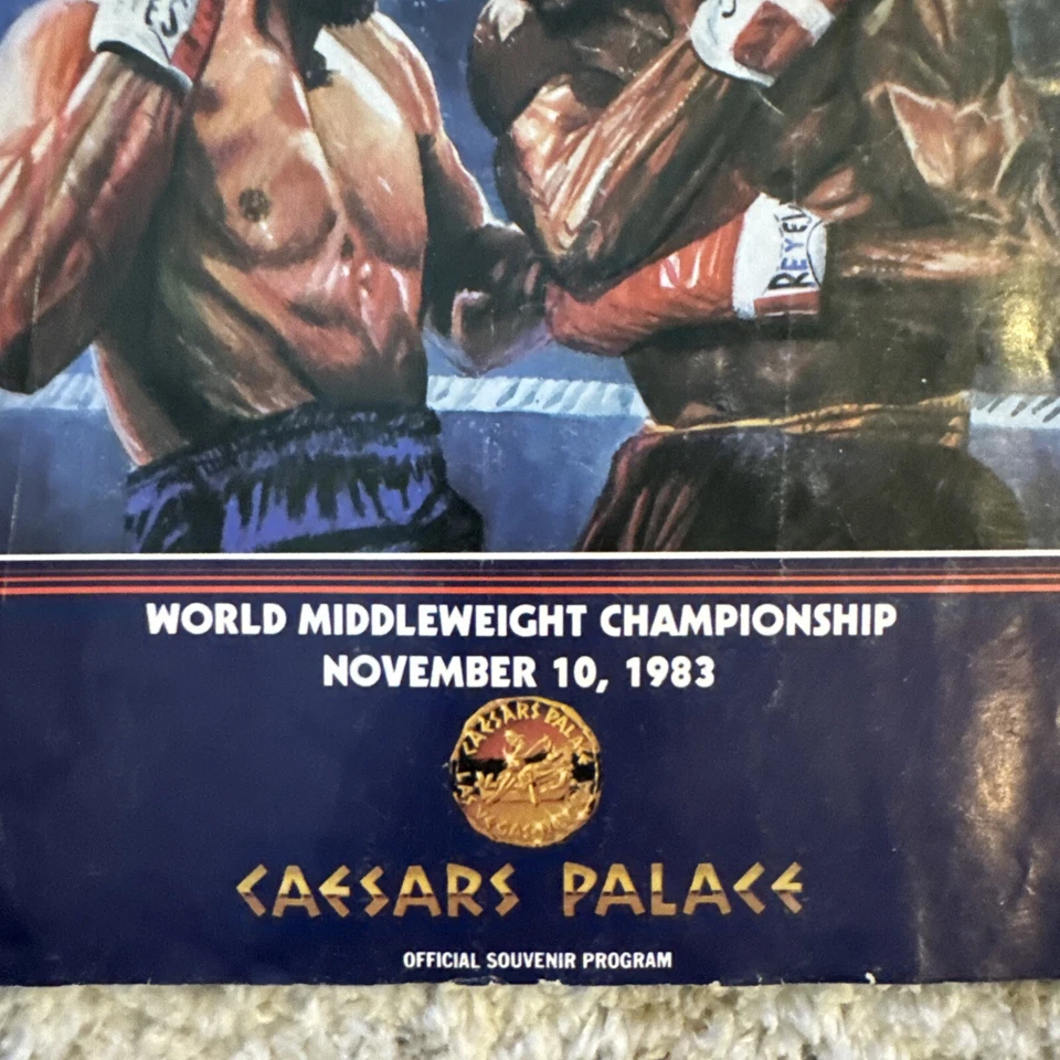 Hagler Vs Duran Boxing Official Program Caesars Palace 80s 1983 Top Rank Boxing - Image 2 of 4