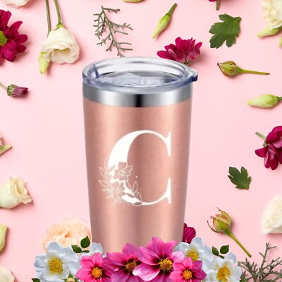 20 Oz Insulated Cup Letter Initial  C   Stainless Steel Double Wall Valentine