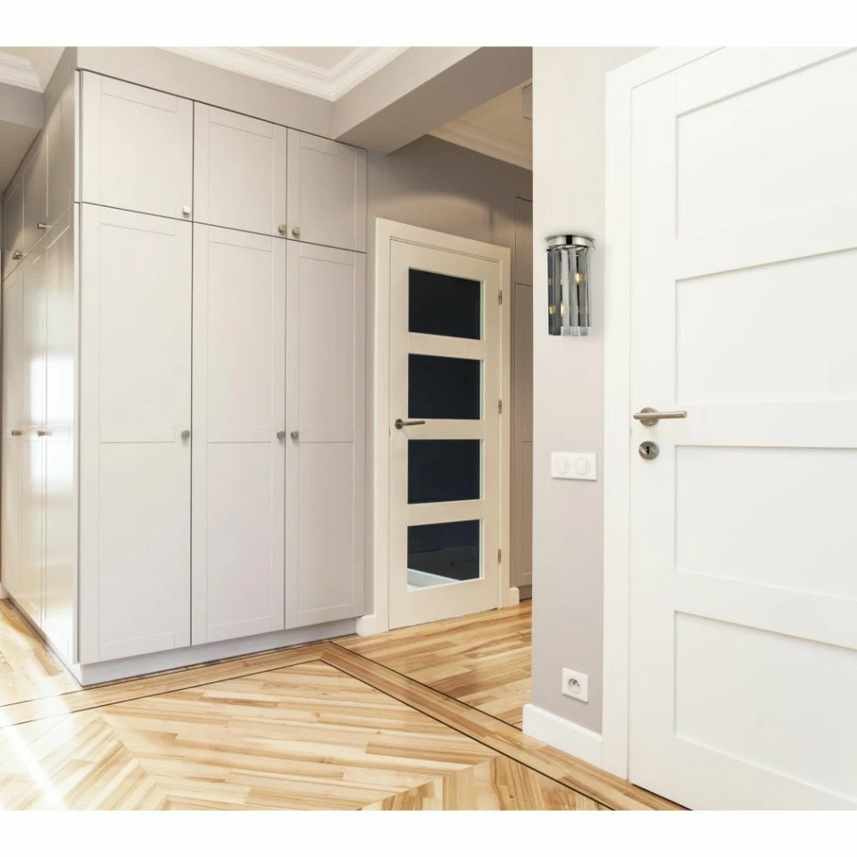 Aplique de pared de cristal gris accesorio de luz níquel pulido baño tocador pasillo Foto 3 de 4