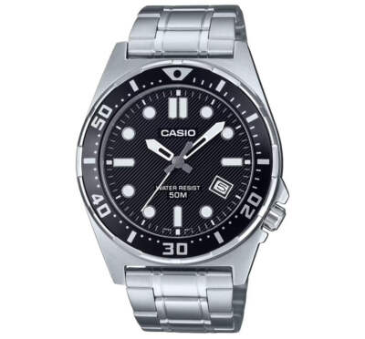 Casio MTD-135D-1AVDF Men's Analog Watch - Stainless Steel Band, Black Dial