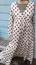 Gyrans Womens Bohemian Maxi Dress Floral Printed Wrap V Neck Casual Loose Long M