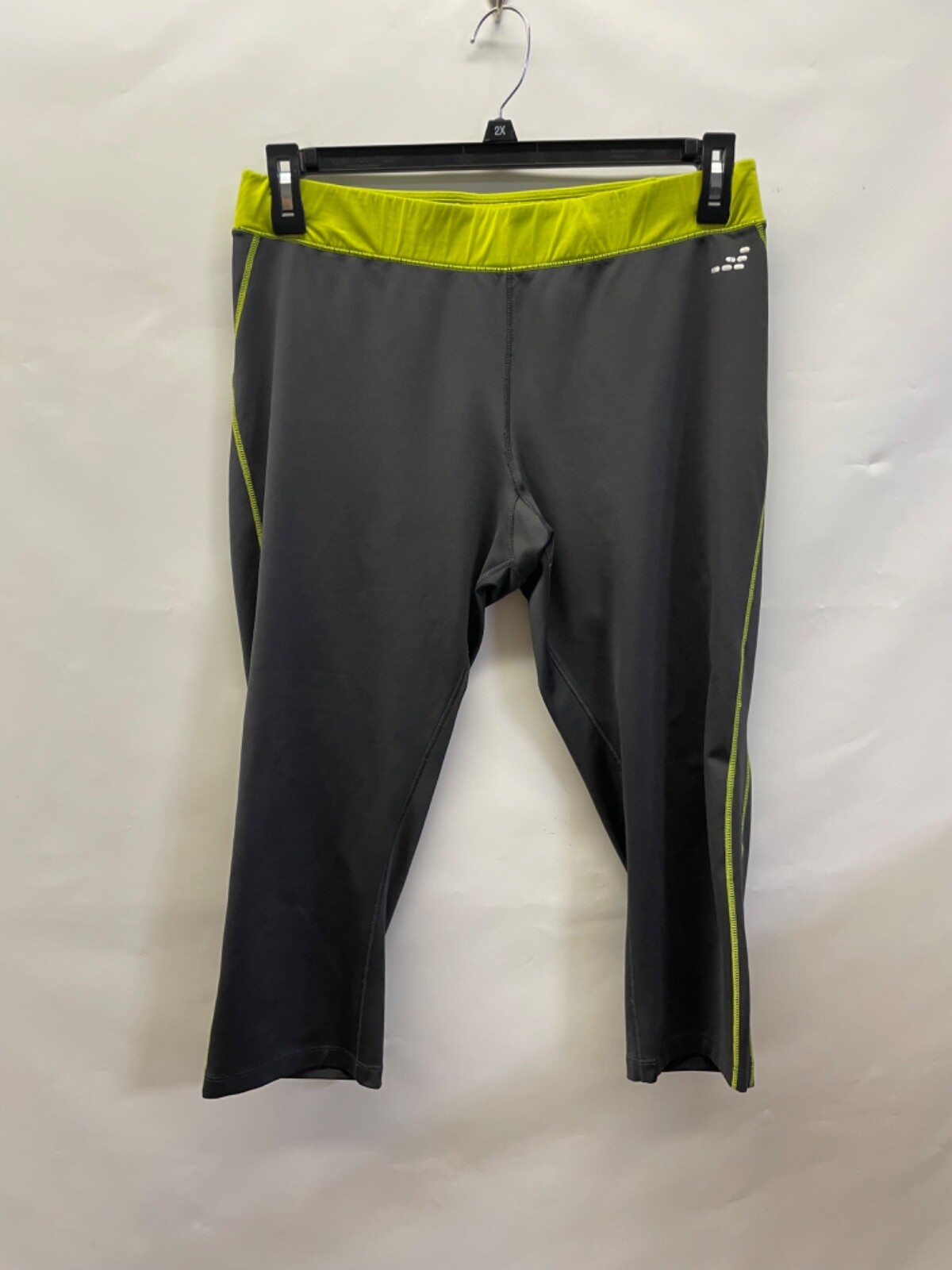 BCG Womens Workout Capri Leggings sz XL Gray Yellow Elastic Waist | eBay
