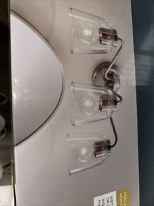 Style Selections 3 Light Vanity Bar Brushed Nickel Clear Glass 22x9.25x9 NIB