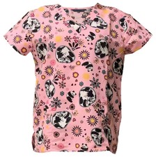 Women Ultra Soft Touch Microfiber Medical Scrub Pink Base Panda Bear XL