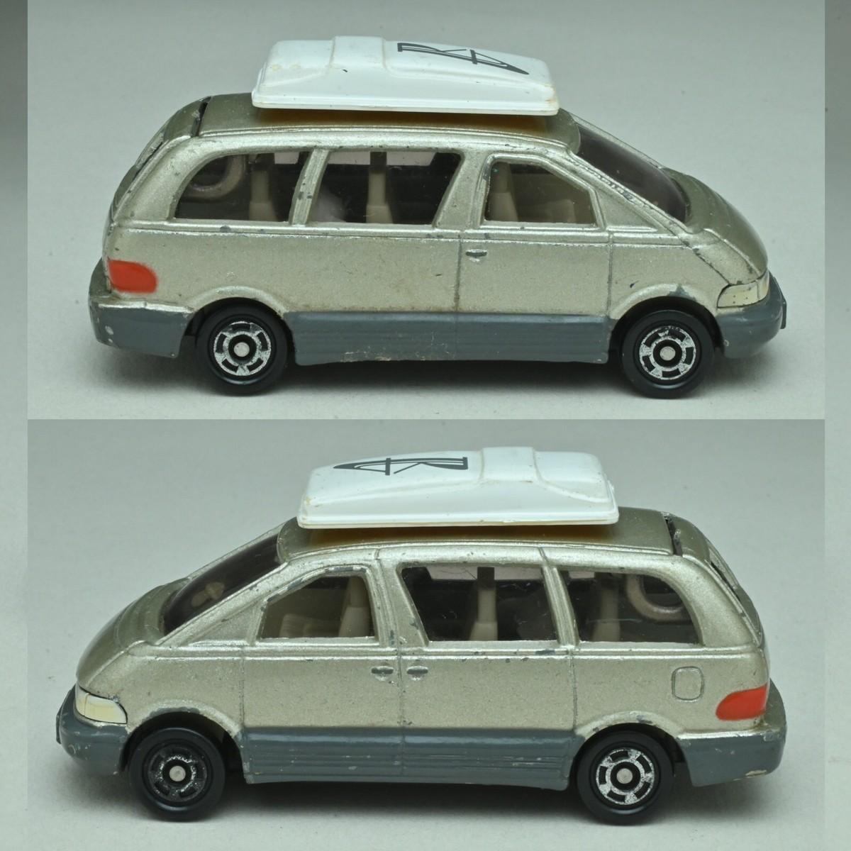 Tomica No. 99 – Toyota Estima with Roof Box Made in China in 1992 Tomica No. 99 – Toyota Estima with Roof Box Made in China in 1992