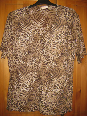 IDENTIC women's T-shirt size XL - 48/50 Tigerlook non-iron fashionable lightweight New