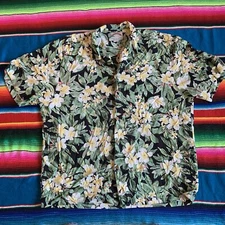 Paradise Found Vintage Mens Hawaiian Shirt Button Up Floral Size ~XL