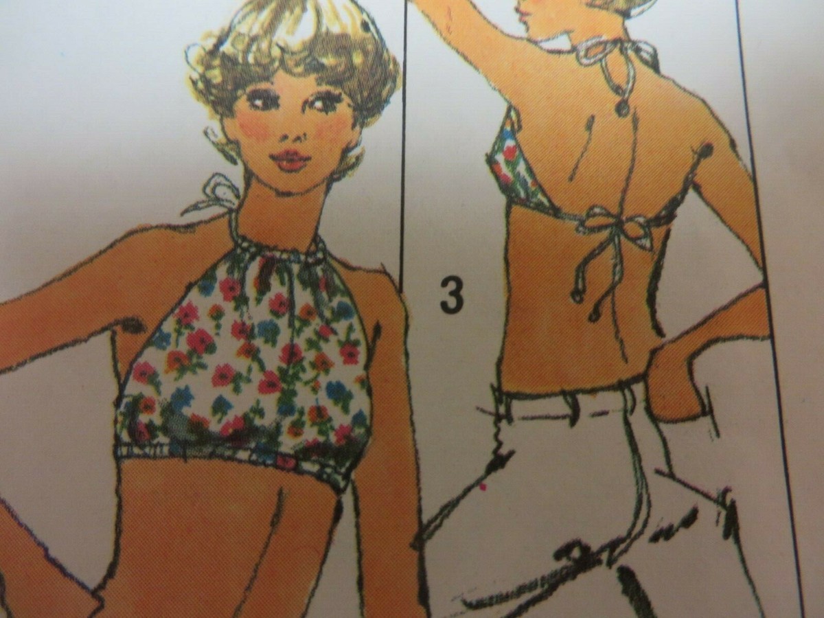 Vtg 70's Simplicity 5638 HALTER TOP w/ DRAWSTRING CASINGS Sewing Pattern Women Vtg 70's Simplicity 5638 HALTER TOP w/ DRAWSTRING CASINGS Sewing Pattern Women