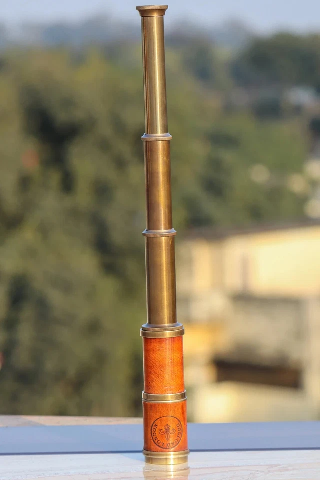 Personalised Leather and Brass Portable Telescope || Hand Crafted Beautiful Bras - Image 4 of 4