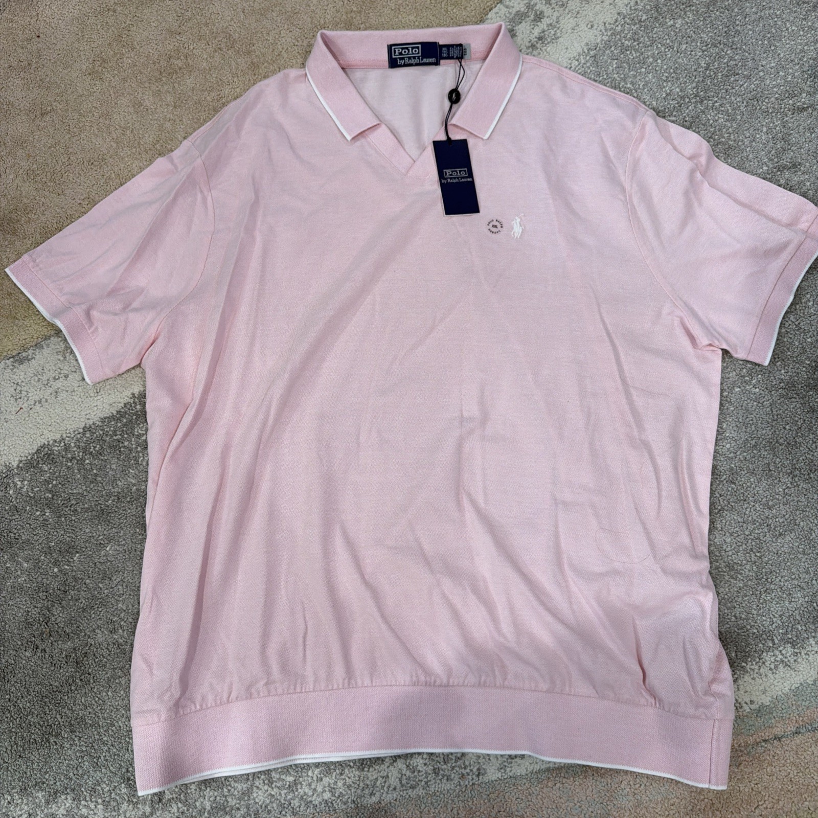 Polo Ralph Lauren Mens Jacquard Mesh Polo Shirt in  Pink Size XXL image 6