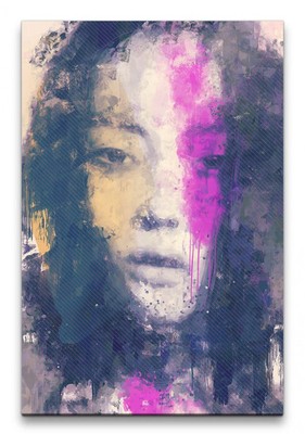 60x90cm Liu Wen Porträt Abstrakt Kunst Topmodel Farben Leinwandbild