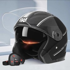 Motorcycle Dual Visor Flip Up Modular Full Face Helmet Anti-fog Street Bike Raci