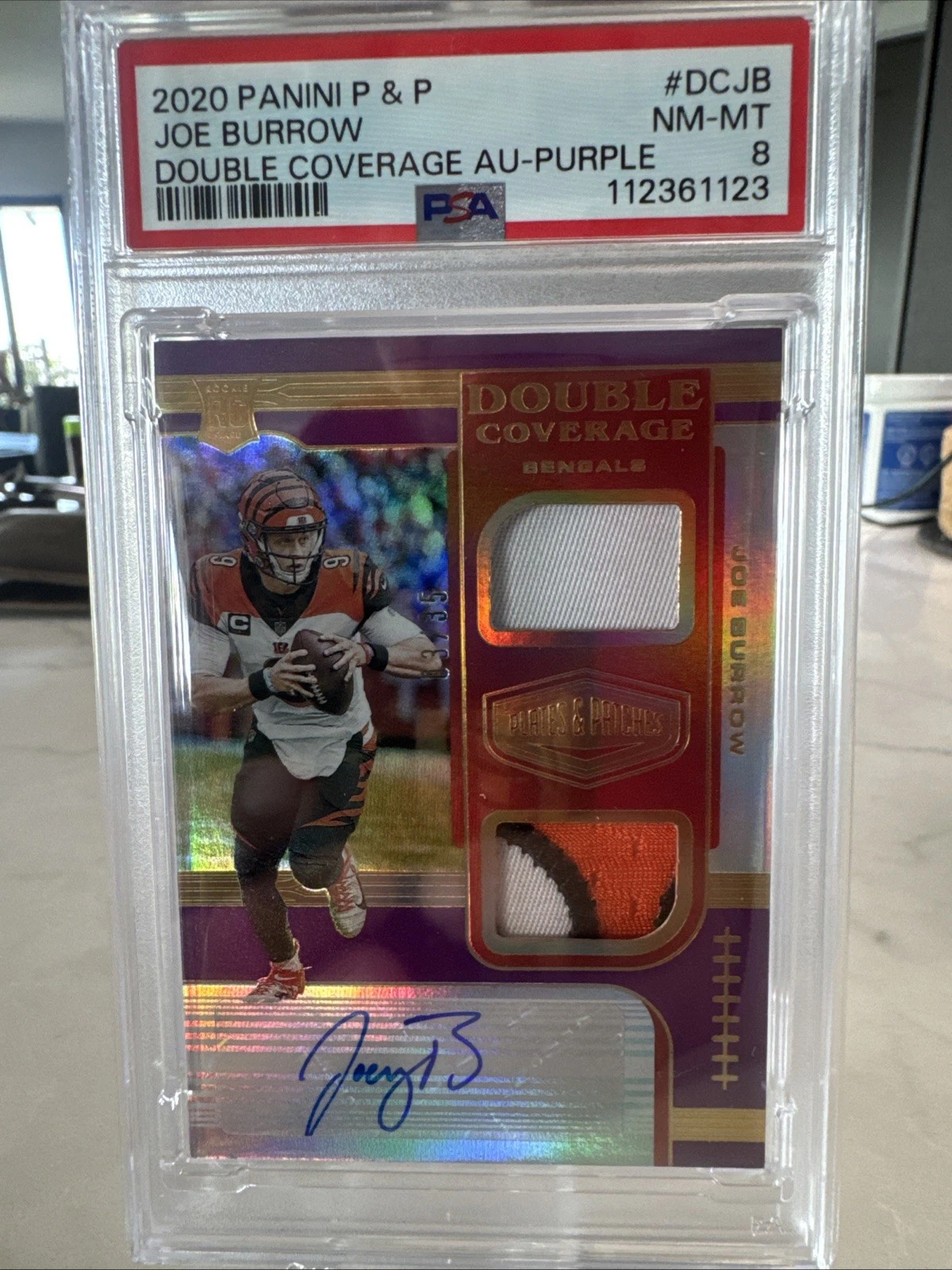 Joe Burrow Panini Plates & Patches Double Coverage Autographs #DCJB Purple