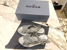 Sandali HOGAN n.39 argento glitterate. Nuove, mai usate