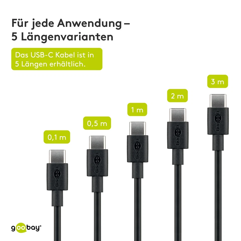 Goobay 59122 Cavo USB C di Ricarica E Sincronizzazione USB A > USB C Nero 2m - Immagine 3 di 4