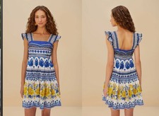 FARM RIO off-white zuli organic cotton mini dress XS