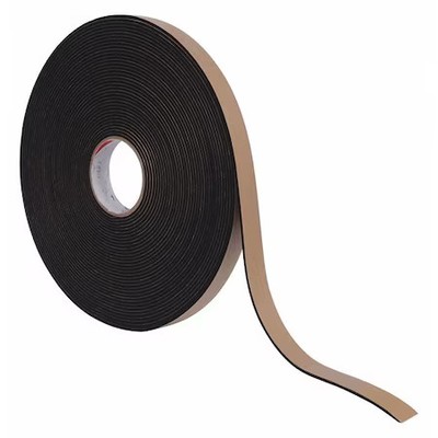 Foam Strip, Water-Resistant Closed Cell, 2 In W, 25 Ft L, 3/8 In Thick, Black,