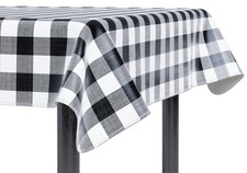 Vinyl Tablecloth Flannel Back 52x72 Inch Rectangle Water Proof Black Check