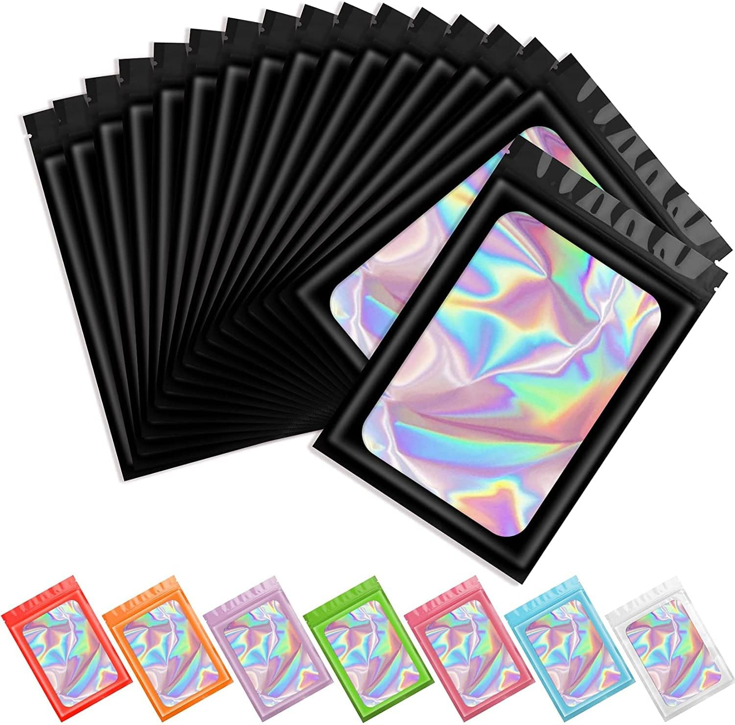 100 PCS Mylar Bags, Holographic Bags, Baggies, Cute Small Plastic Bag, Mothers D