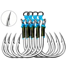 6Pairs Double Assist Hooks High Carbon Steel Jig Hook Big Game Saltwater 