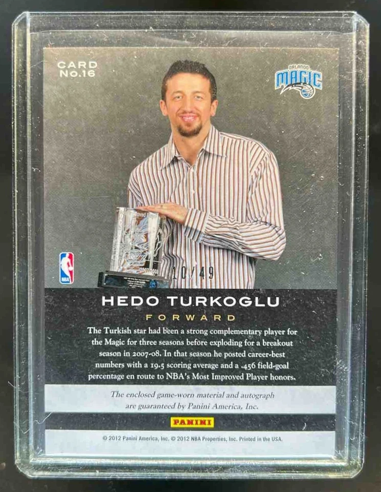2011-12 Limited Hedo Turkoglu Trophy Case Signatures Jersey Auto #10/49 - Image 2 of 2