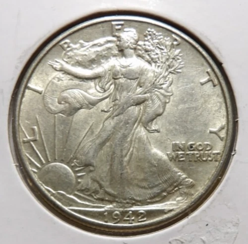 1942 P Walking Liberty .900 Silver Half Dollar AU - Nice Coin