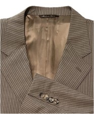 CANALI Mens Wool Suit Jacket-54/ 7R-US 44-Pinstripe Brown-13320/31