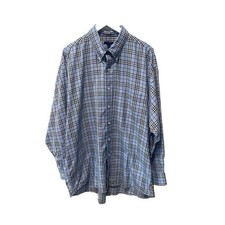 Burberry London Blue Novacheck Print Men's Button Down Dress Shirt L