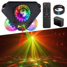 4 in 1 Disco Ball DJ Party Lights, 3 RGB Disco Lights Red and Green Pattern L...