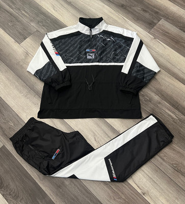 Puma BMW Motorsports Men's Tracksuit Black White Windbreaker Jacket L Pants S
