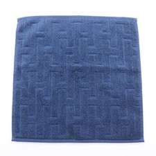 HERMES Carre Towel Stairs serviette cotton Navy Used Women