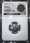 1943-P 1C MS65 NGC Cert World War II Era M6 Bazooka Rocket Bag Frag Bullion Plus