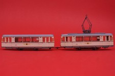 2 tlg Herrmann & Partner Gotha ET57 Straßenbahn mit Beiwagen PMT Antrieb Spur H0