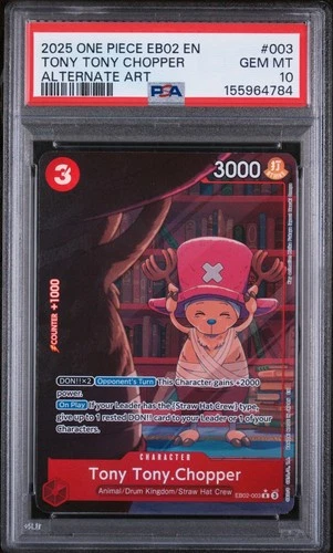 One Piece Tony Tony Chopper EB02-003 Rare Alt Art Anime 25th Collection PSA 10