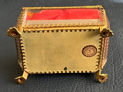 Antique Victorian French Beveled Faceted Glass & Brass Jewelry Casket Box - Picture 8 of 10