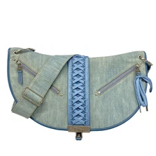 DIOR/ChristianDior Admit It Light Blue Denim Leather Shoulder Bag