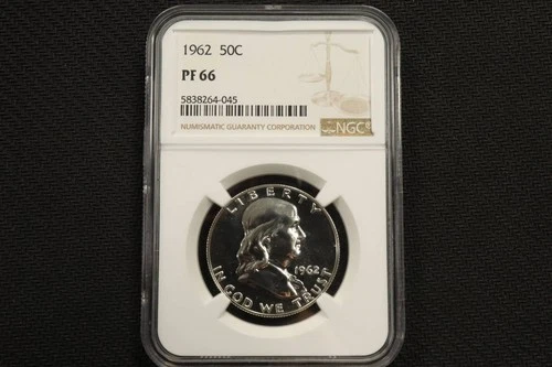 NobleSpirit Lovely 1962 50c Franklin Half Dollar PF 66 NGC