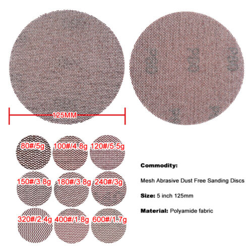 125/150mm Sanding Sheet Abrasive Mesh Plaster Finish Round Screen Strips 60-1000 - Picture 2 of 11