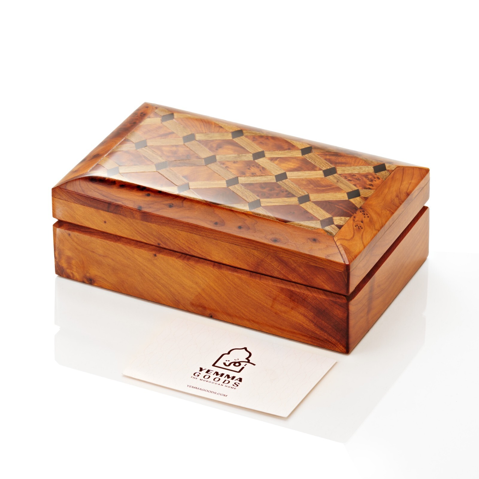 Handmade Large BURL BOX hinged Thuya Wood African carved carving Morocco Exotic